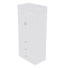 2 Door Wardrobe Double Wardrobe with 3 Drawers Storage Closet with Hanging Rail