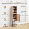 Sturdy Metal Support Slim Cupboard Tall Kitchen Storage Cabinet-Natural