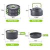 Portable Camping Cooking Cookware Set Aluminium Oxide Pots Pans Kettle 9-16Pcs