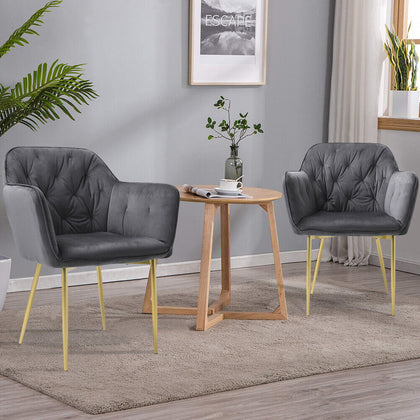 1/2/4/6 X Dining Chairs Velvet Padded Seat Metal Leg Kitchen Chair Home Office