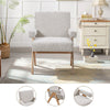 Wooden Frame Accent Armchair Corduroy/Linen Upholstered Padded Single Sofa Chair