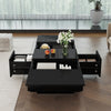 Coffee Table with Drawers Push-Pull Storage High Gloss Black for Living Room
