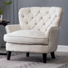 Chesterfield Accent Chairs Buttoned Back Linen Fabric Seats Armchair Single Sofa