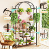 Heavy Duty Large Tall Plant Stand Arched Metal Flower Shelf with Hanging Hooks