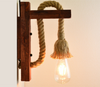 Industrial Steampunk Style Wooden Wall Light Hemp Rope Lamp Fixture Cafe Bar
