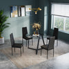 Dining Table Chairs 4/6 Set Black PU Leather Seat Dining Kitchen Room Furniture