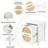 Rattan Wooden Bedside Tables Set of 2 Bedroom 2 Drawer Nightstand Side Tables