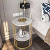 2 Tier Round Side Coffee Table with Gold Metal Frame Marble-Effect Top Sofa Room