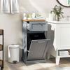Laundry Cabinet Freestanding Tilt Out Laundry Hamper with Drawer Grey