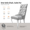 Light Grey Crushed Velvet Lion Knocker Buttoned Back Dining Chair w/ Chrome Legs