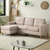 Modern L-Shaped Corner Sofa with Footstool Fabric 2 3 Seater Sofa Couch Beige