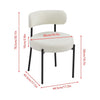 Set of 4 Boucle Dining Chairs with Oversized Seat Round Kitchen Chairs White