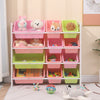 Children Bookshelf Kids Sling Book Rack with Storage Bins Toys Organizer White