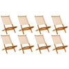 Folding Garden Chairs 8 pcs Beige Fabric and Solid Wood H9N8
