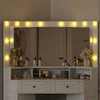 Corner Dressing Table LED Mirrors&Doors&Drawers Storage Makeup Desk Stool White