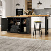 360° SWIVELLING DINING & BAR TABLE KITCHEN ISLAND WITH STORAGE CABINET WINE RACK