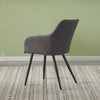 Pair Of Light Grey Dininig Chairs Faux Leather Armchairs Metal Legs Restaurant