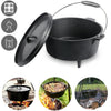 Portable Cast Iron Pot - Deep Thick Stew Pot for Camping Use