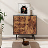 Industrial Storage Cabinet Floor Standing Wooden Sideboard Accent Side Cabinet