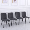 Set of 4 Grey Velvet Dining Chairs Modern Kitchen Chair Padded Seat Metal Legs