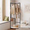 Metal Clothes Stand Coat Rack Corner Hall Tree Closet W/ Storage Shelves
