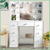 White Vanity Dressing Table Desk Set with LED Lighted Mirror 7 Drawers Shelf Set