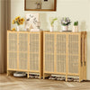 6 Tier Bamboo Shoe Cabinet Cupboard Storage Rack w/ 3 Doors for Hallway Entryway