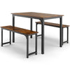 3 PCS Dining Table Set Dining Table & 2 Benches Kitchen Space-Saving Furniture
