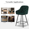 2X Green Velvet Bar Stools Kitchen Breakfast Stool Footrest 65 cm Padded Seat