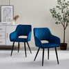 Pair of Dining Chair Velvet Diamond Chairs with Metal Legs Black/Blue/Grey/Green