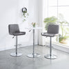 2pcs Gray Faux Leather Silver Chromed Base Swivel Bar Stool Height Adjustable