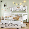 Platform Bed with Drawers & Bookcase 3ft Single Bed Household Bed 90x190, White