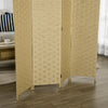 4 Panel Folding Room Dividers for Wall, Privacy Screen Panels, Brown