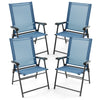 Set of 4 Patio Folding Chairs Portable Sling Back Chairs Outdoor Dining Chairs