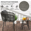 3 Piece Rattan Bistro Set with Cushions Grey