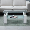 Rectangle Glass Coffee Table Modern Living Room Furniture Shelf White Black Wood