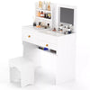 Dressing Table with Mirror Modern Make up Desk Vanity Table Set + Stool White