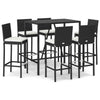 7 Piece Garden Bar Set with Cushions Black Poly Rattan vidaXL