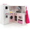 Kids Corner Kitchen Playset Pretend Wooden Play Kitchen Toy-Pink