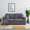Panana 3 2 Seater Grey Black Linen Fabric Suite Sofa Couch, Free Throw Pillows