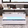 Coffee Table with Storage Lift Top Up & LED Lights Matt White for Living Room