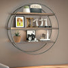 Industrial Round Wall Shelf Floating Shelves Hanging Rack Living Room Dec