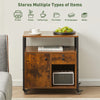 Brown Office Filing Cabinet Mobile Printer Stand File Storage Drawer Wheels