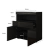 Black LED Sideboard 2 Doors Buffet Storage Cabinet Cupboard High Gloss Front