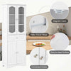 Freestanding Linen Cabinet with 2 Adjustable Shelves-White