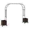 288cm Garden Arch Trellis Outdoor Arbor Archway w/2 Planter Boxes-Black