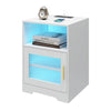 LED Bedside Table RGB Lighted Storage Nightstand Cabinet with Charging Station
