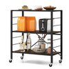 Costway 3-Tier Foldable Shelving Unit Heavy Duty Metal Shelves with Wheels