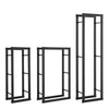 Black Metal Wood Log Storage Rack Stand Fireplace Firewood Holder Indoor Heater
