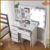 Dressing Table Mirror with LED Lights Stool Makeup Vanity Set Desk & 6 Drawers